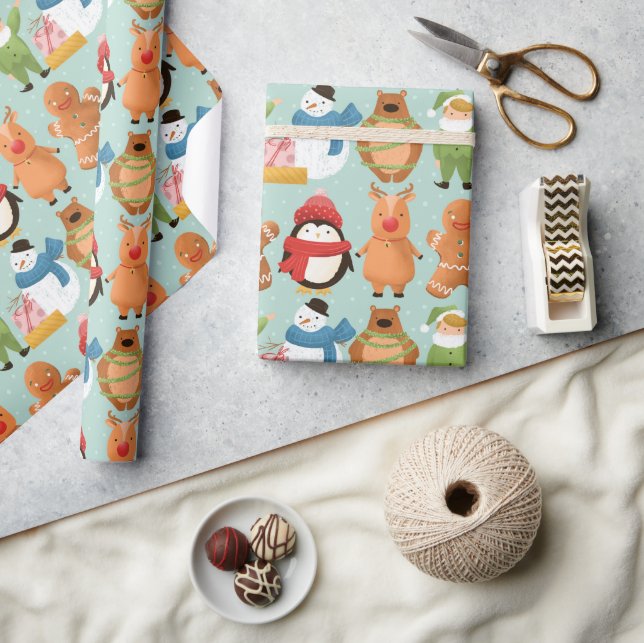 holiday gang | wrapping gift christmas holidays wrapping paper (Crafts)