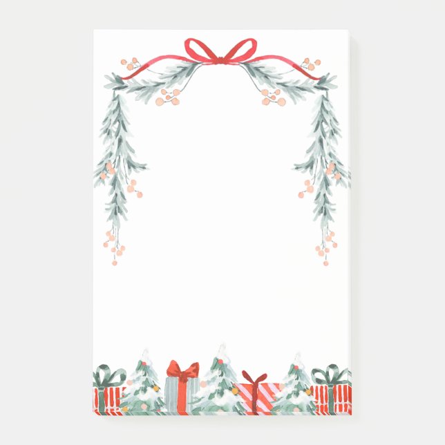 Holiday Garland Bow Christmas Gifts Trees Pastel Post-it Notes (Front)