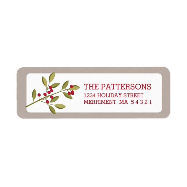Holiday Garland Christmas Berry Address Label (Front)