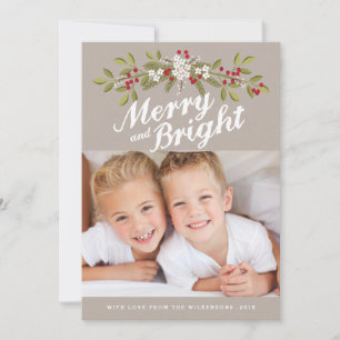Holiday Garland Merry & Bright Photo Greeting