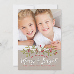 Holiday Garland Merry & Bright Two Photo Card