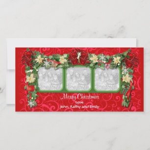 Holiday Garland Triple Photo Card