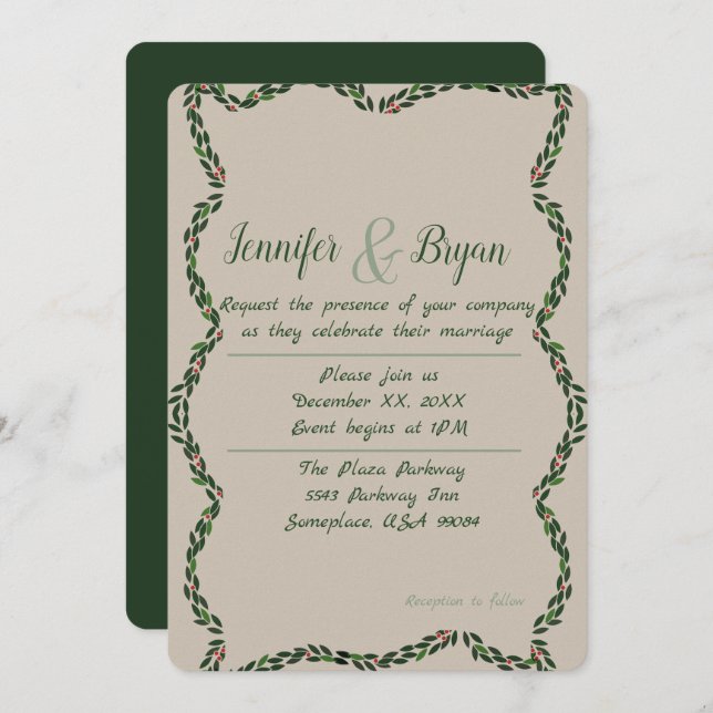 Holiday garland Wedding Invitation (Front/Back)