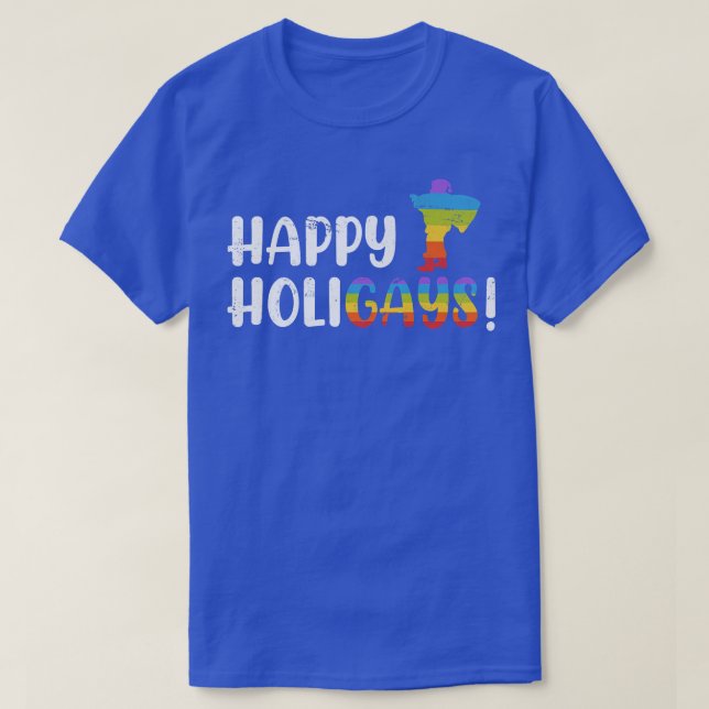 holiday gay LGBT happy holigays Gay  T-Shirt (Design Front)