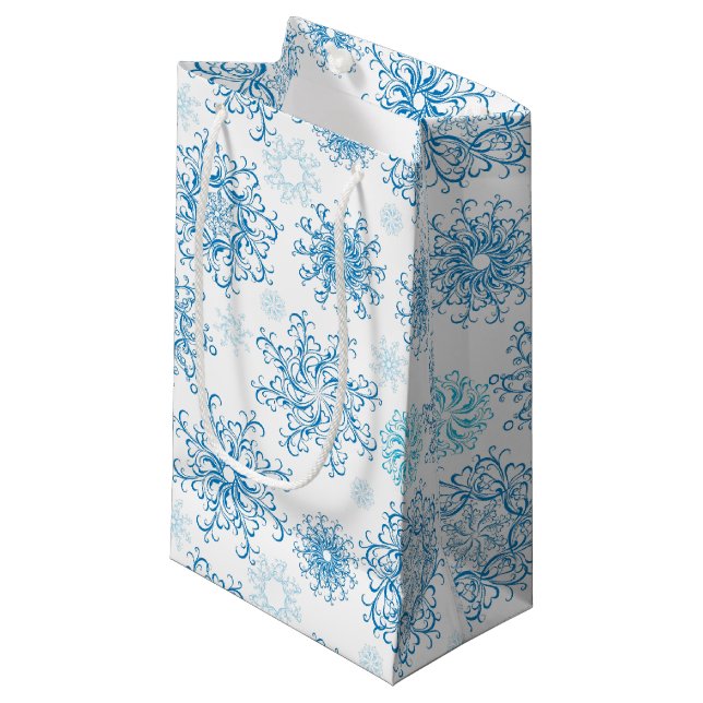 Holiday Gift Bag-Snowflakes Small Gift Bag (Front Angled)