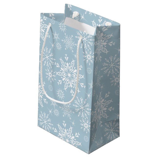 Holiday Gift Bag-Snowflakes  Small Gift Bag (Back Angled)