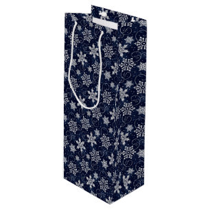 Holiday Gift Bag-Snowflakes Wine Gift Bag