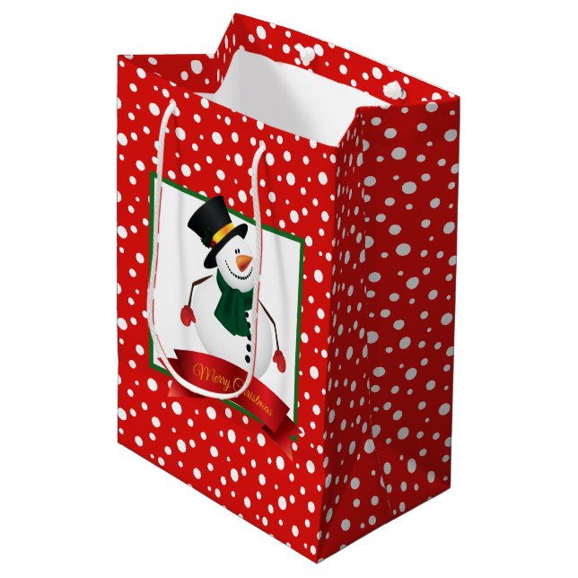Holiday Gift Bag-Snowman Medium Gift Bag (Front Angled)