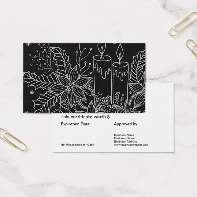 Holiday Gift Card Certificate Simple Black White (Office)