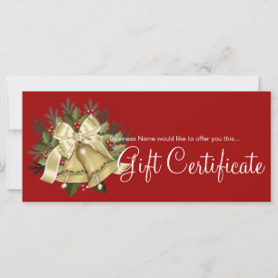 Holiday Gift Certificate Tan Christmas Bells