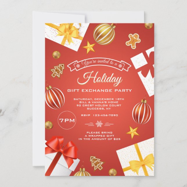 Holiday Gift Exchange Party Invitation (Front)