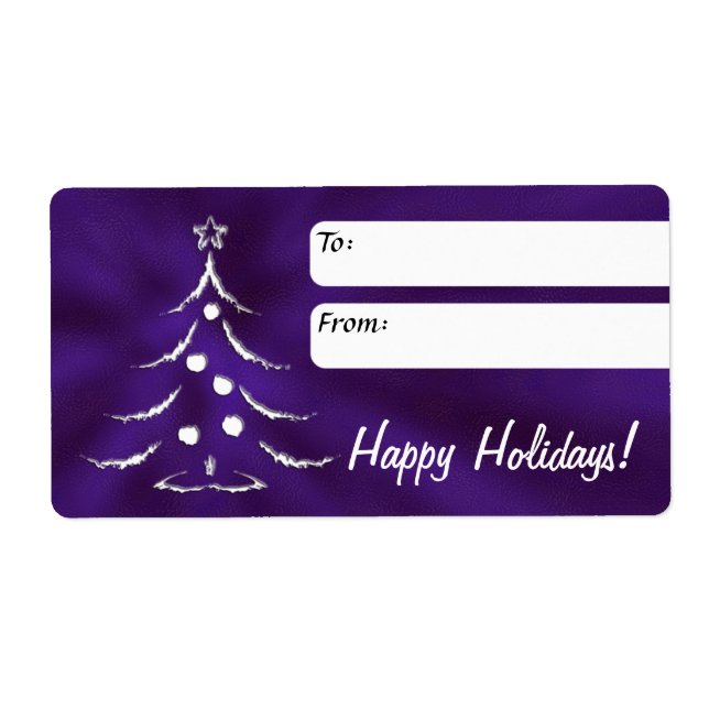 Holiday Gift Label, Christmas Tree, Purple (Front)