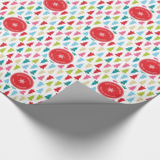 HOLIDAY GIFT modern festive christmas tree pattern Wrapping Paper (Corner)