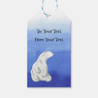 Holiday Gift Tag - Blue and White with Polar Bear