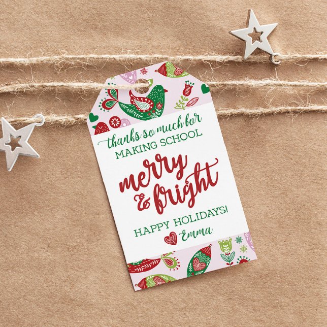 Holiday Gift Tag for Teacher "Merry & Bright" (Creator Uploaded)
