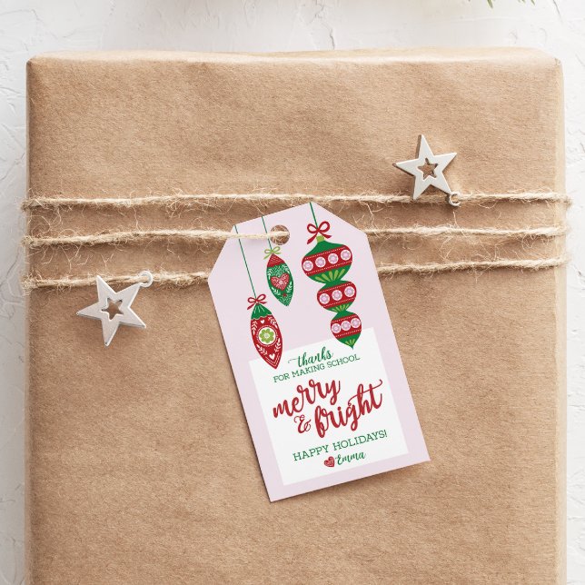 Holiday Gift Tag for Teacher "Merry & Bright" (Creator Uploaded)