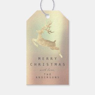 Holiday Gift Tag Gold Copper Powder Gold Reindeer