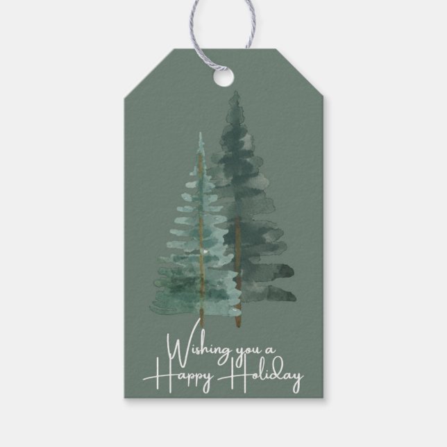 Holiday Gift Tag | Green Wrapping Tag Set (Front)