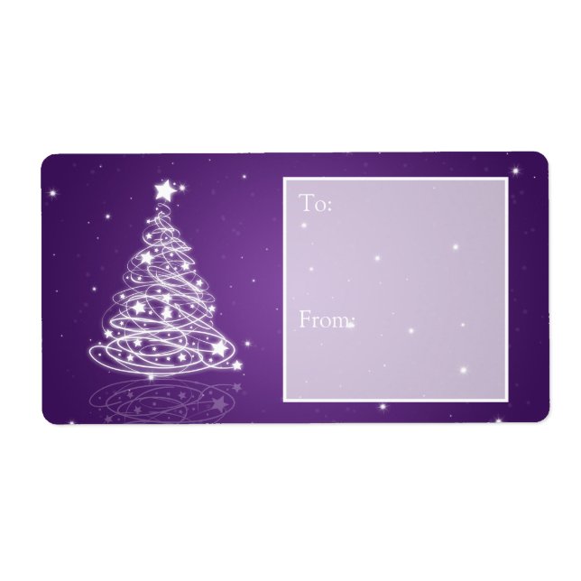 Holiday Gift Tag Modern Christmas Tree Purple (Front)