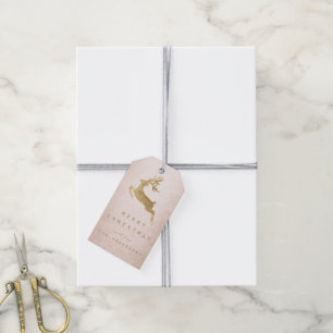 Holiday Gift Tag Rose Cooper Gold Reniadeer