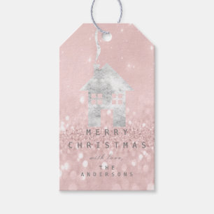Holiday Gift Tag To Silver Cottage Pink  Glitter