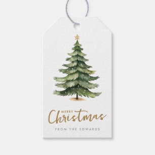 Holiday Gift Tags Watercolor Christmas Tree Tag