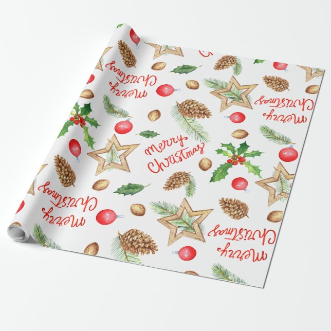 Holiday Gift Wrap Merry Christmas Stars (Unrolled)