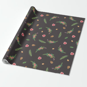 Holiday Gift Wrap Pink Rose and Pine