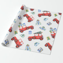 Holiday Gift Wrap Red Car 