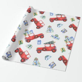 Holiday Gift Wrap Red Car 