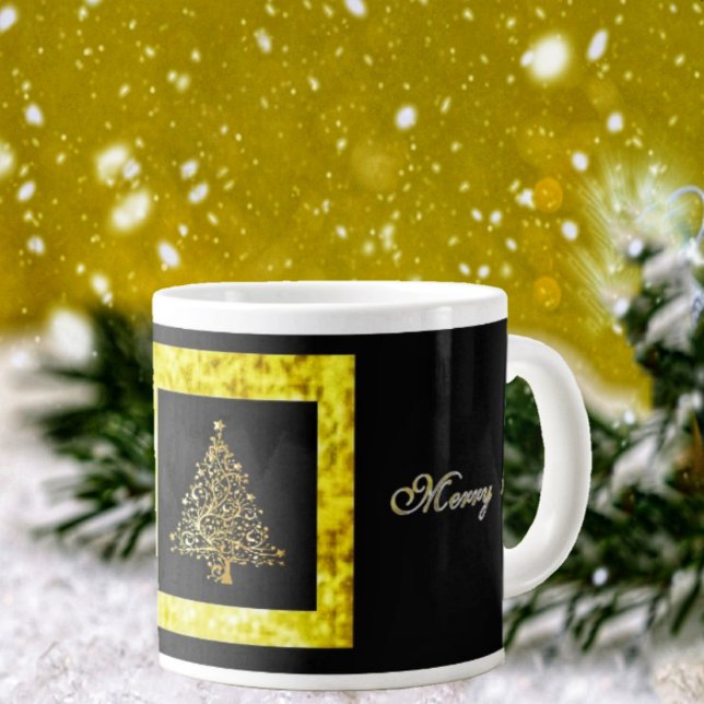 Holiday Gilt  Large Coffee Mug (An elegant-looking coffee mug, that blends in with your Christmas Decor!)