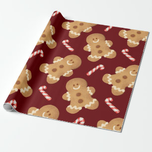 Holiday Gingerbread Coordinating Pattern Wrapping Paper