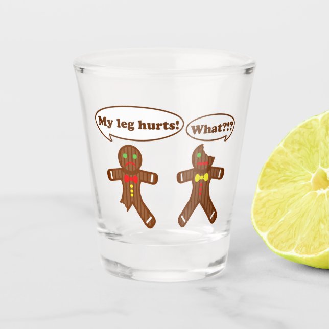 Holiday Gingerbread Humour Christmas Shot Glass (Front)