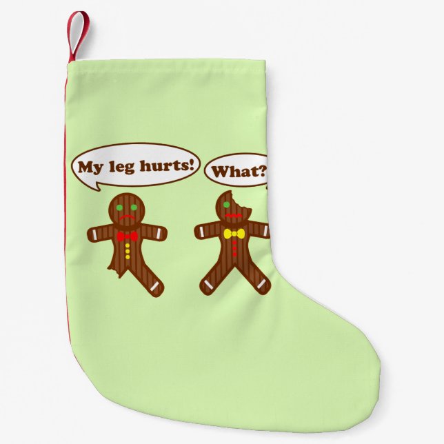 Holiday Gingerbread Humour Small Christmas Stocking (Front)