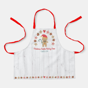 Holiday Gingerbread Man Baking Crew Rustic Wood  Apron