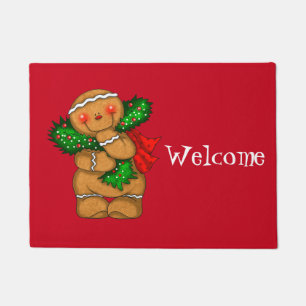 Holiday Gingerbread Man Door Mat