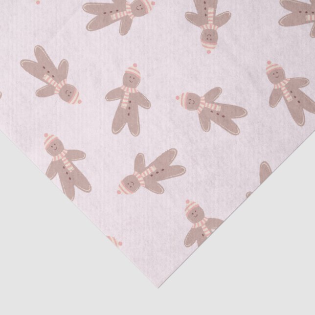 Holiday Gingerbread Man pink Tissue Paper (Detail)