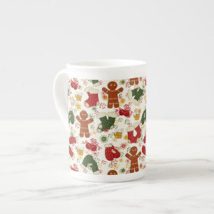 Holiday Gingerbread Pattern Bone China Mug