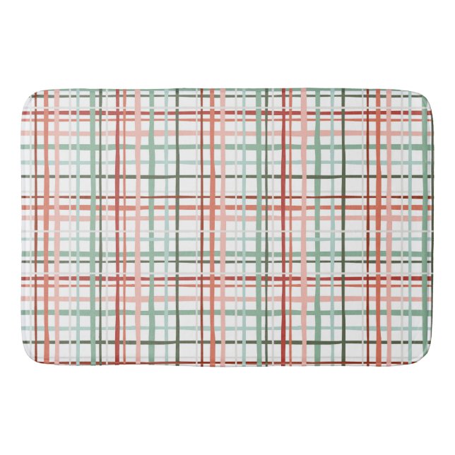 Holiday Gingham - Cheerful Bath Mat (Front)