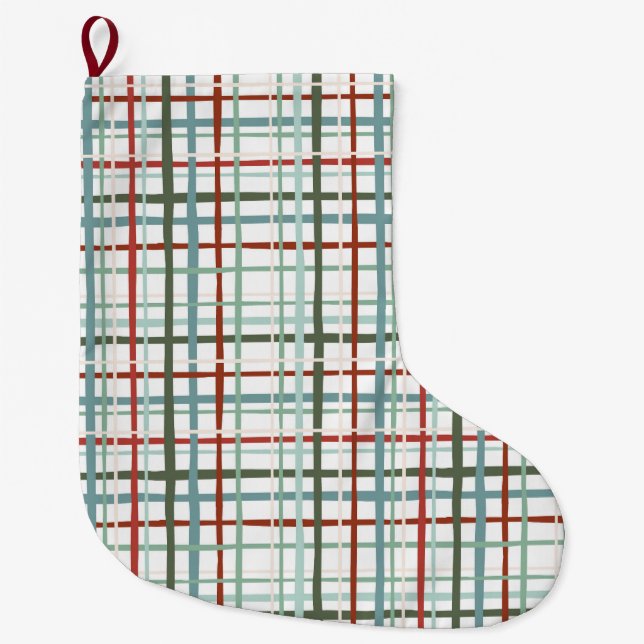 Holiday Gingham - Peaceful Large Christmas Stocking (Front)