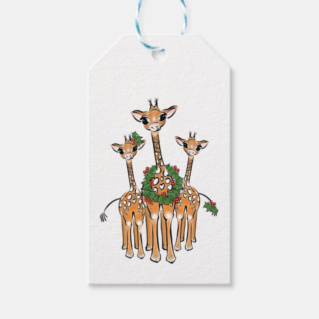 Holiday Giraffe Gift Tags (Front)