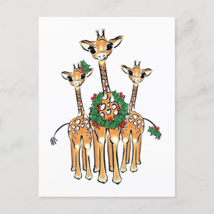 Holiday Giraffes Postcard