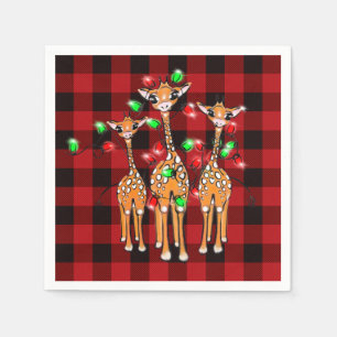 Holiday Giraffes, twinkle lights, holiday design Napkin