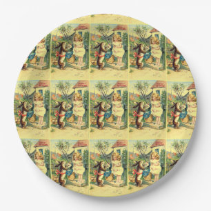 Holiday Girl & Bunny Vintage Easter Paper Plates