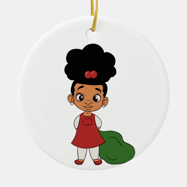 Holiday Girl Puff Ceramic Tree Decoration (Front)