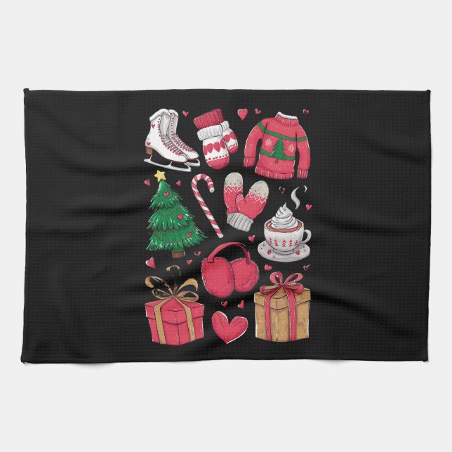 Holiday Girls Cute Costume Funny Christmas Tea Towel (Horizontal)