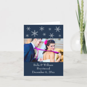 Holiday Glamour Blue Wedding Thank You Card