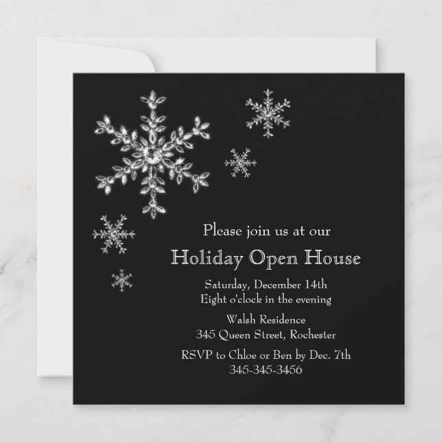 Holiday Glamour Open House Invitation (black) (Front)