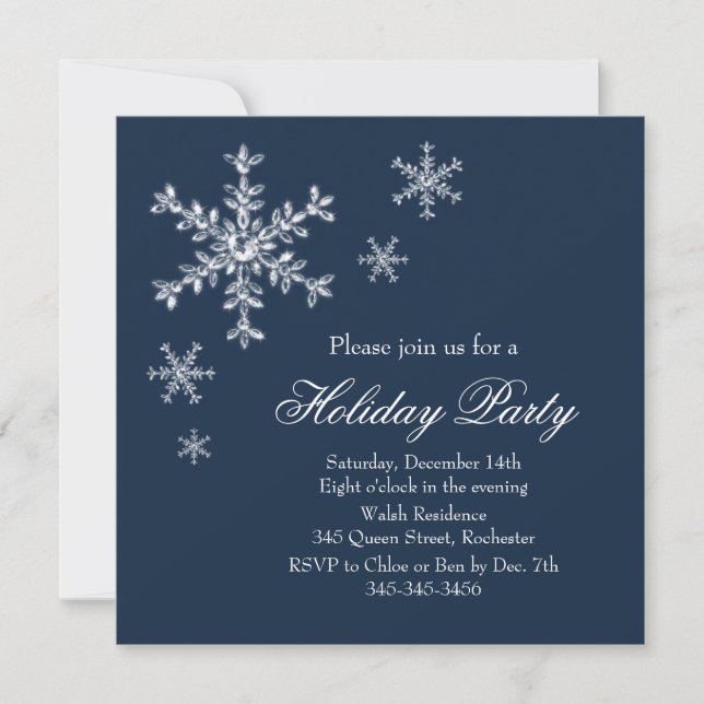Holiday Glamour Party Invitation (navy) (Front)