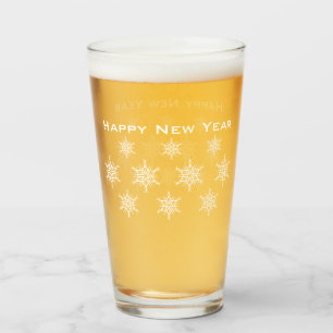 Holiday Glassware Happy New Year Snowflakes Glass